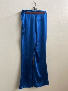 Women's Satin Wide-Leg Pants in Royal Blue